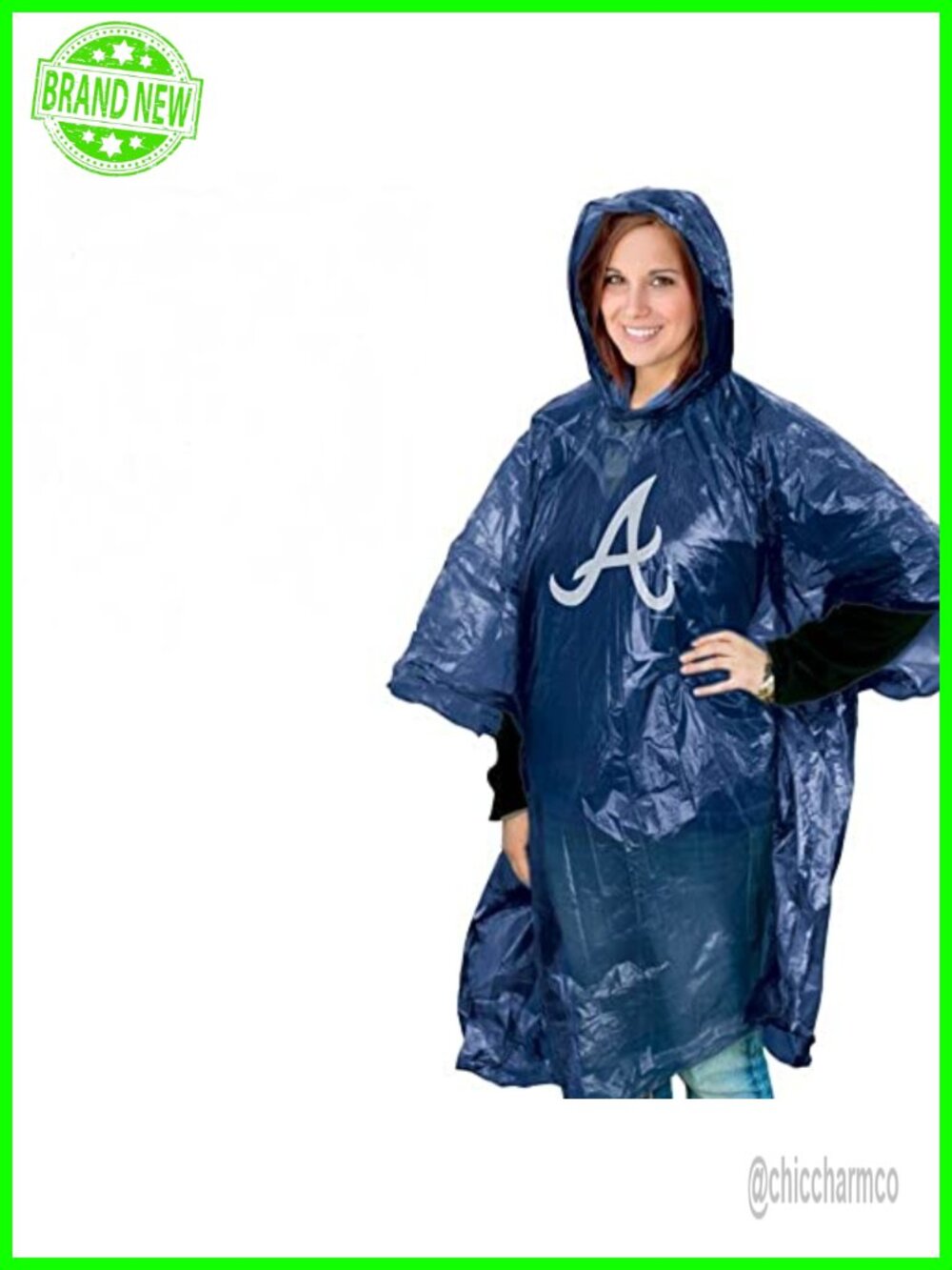 MLB Rain Poncho Long Sleeve Polyethylene Plastic Unisex